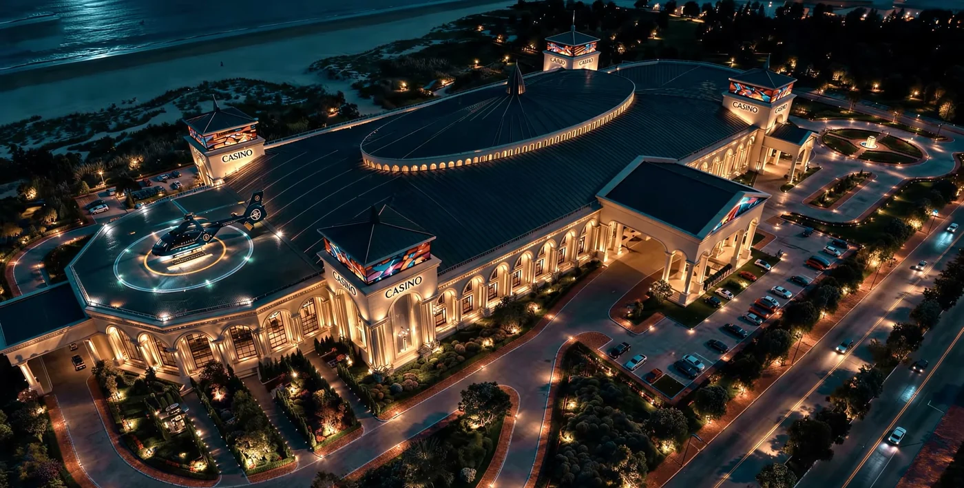 The complex in the evening, as shown in the ad video